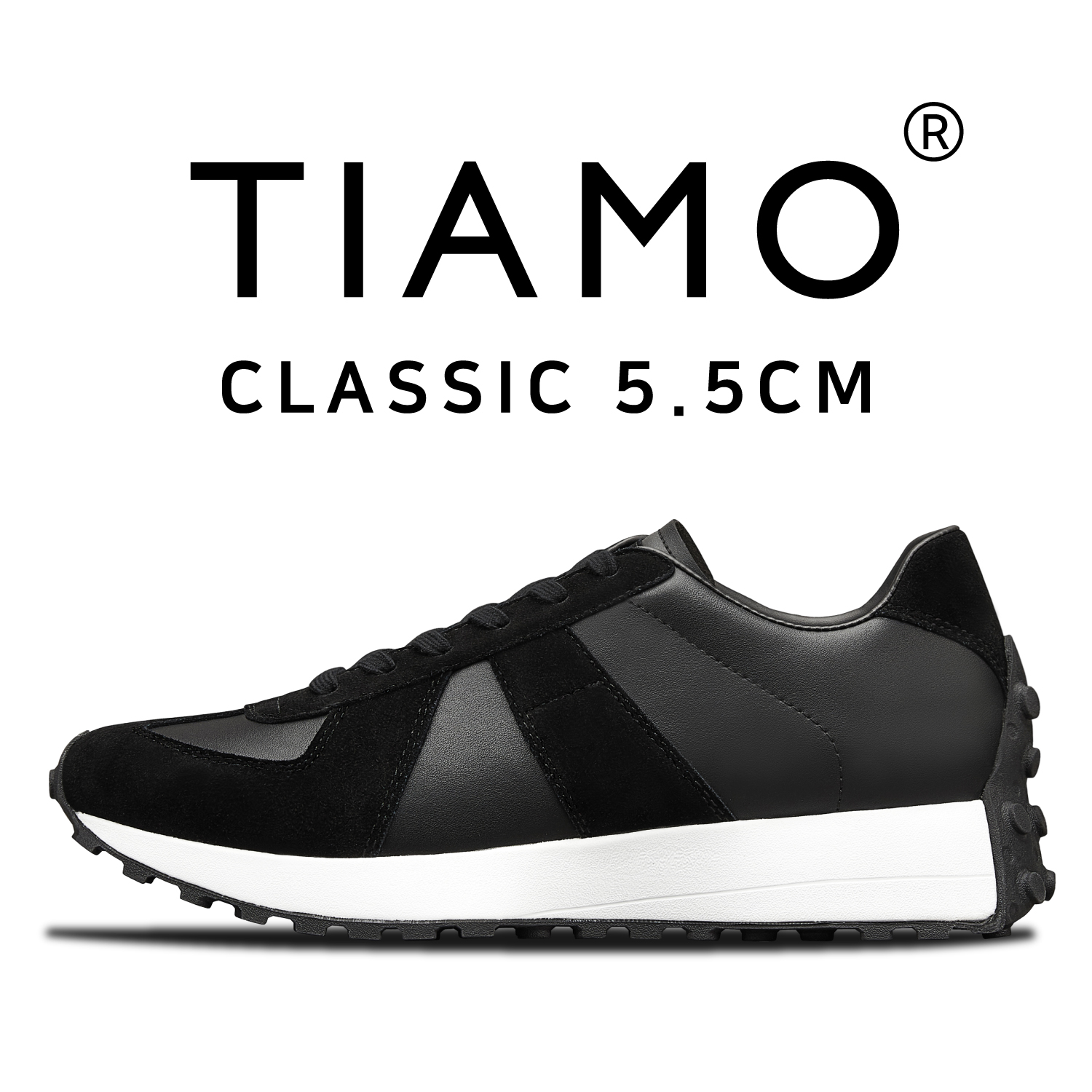 [TIAMO] 클래식 블랙 5.5CM - 키높이 스니커즈